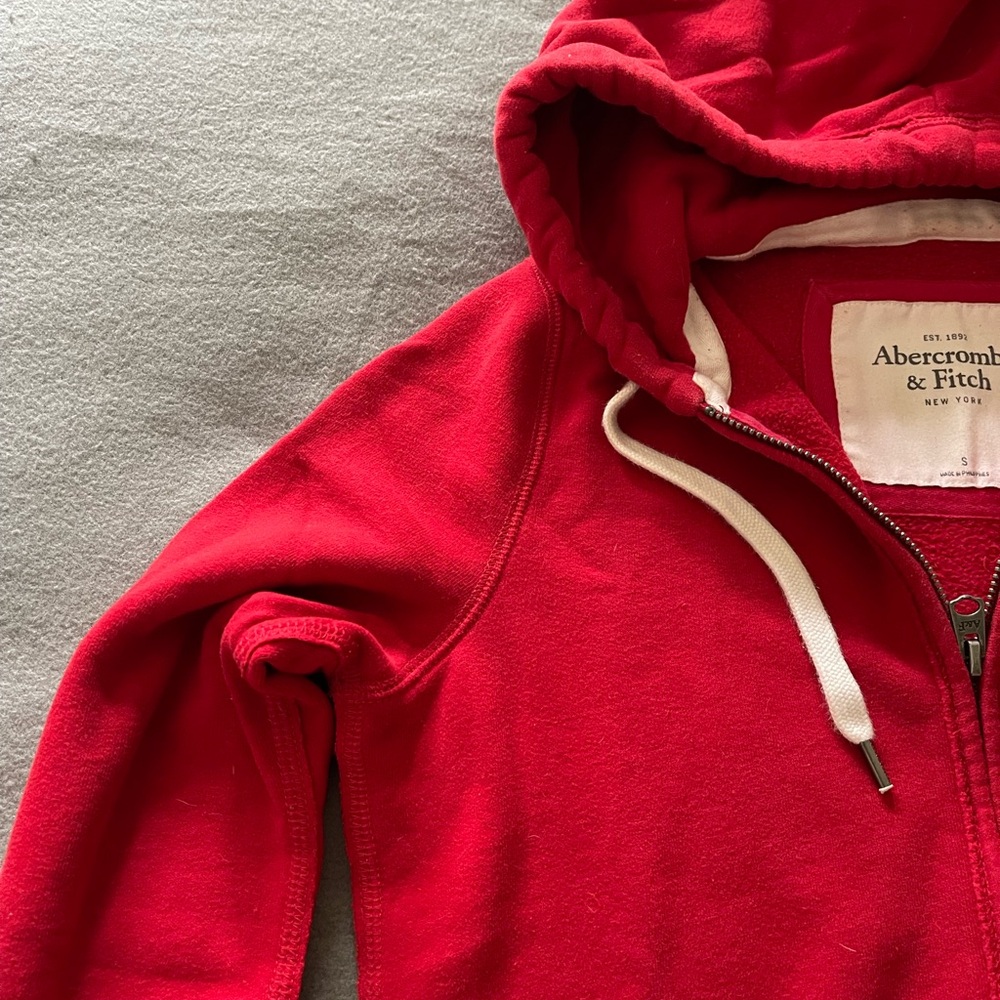 Abercrombie & Fitch Women Bright Red Zip-Up Hoodie - Picture 5 of 5